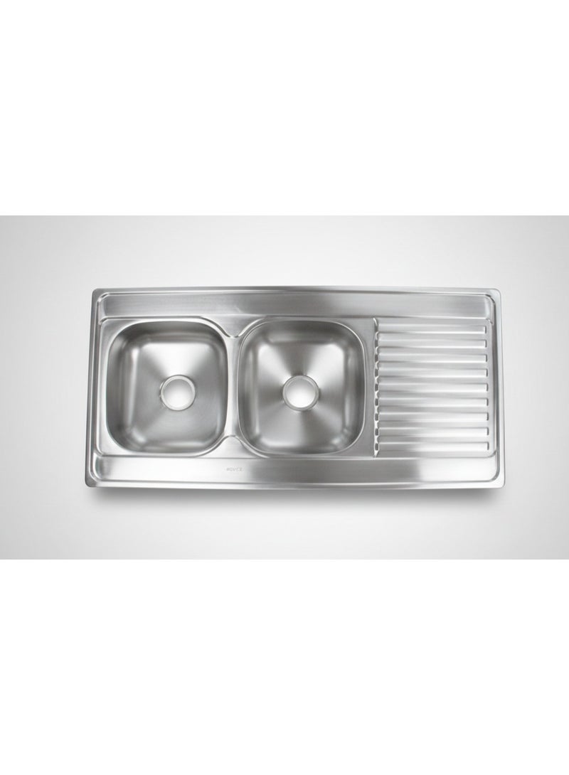 Novex Double Kitchen Sink SS 304 | Heavy-Duty Stainless Steel | 1200×600×150 mm | Double Bowl Kitchen Sink - Image 1